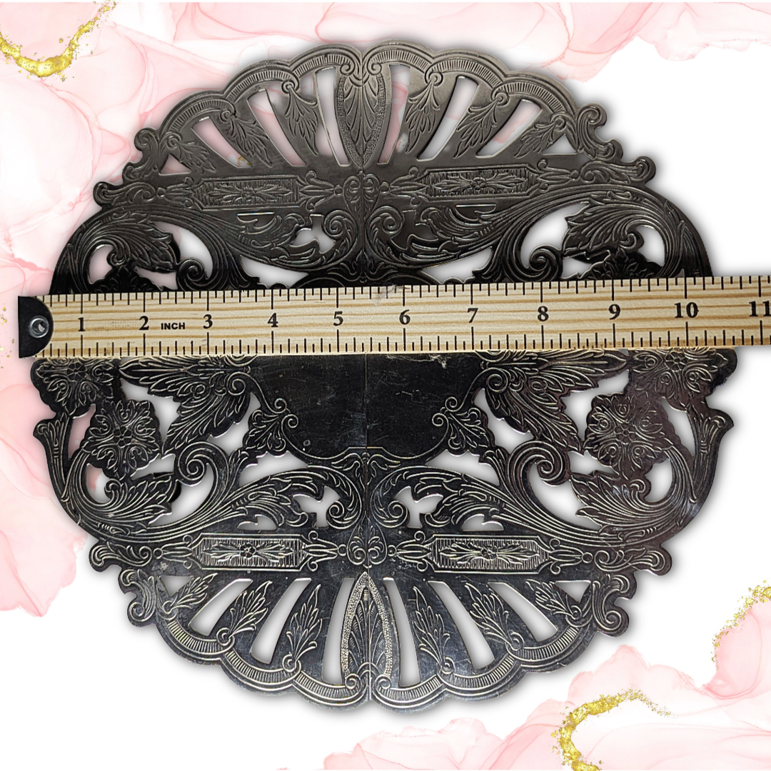 Vintage 50s Wallace Silverplate Expandable Footed Trivet #7333 - Ornate Floral Design, Excellent Condition!