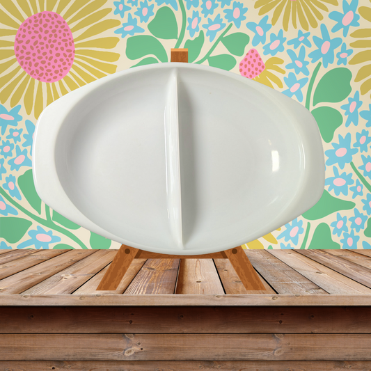 PYREX #1063 Vintage Milk Glass (White) Divided Dish | 1.5 Qt. | Baking/Serving