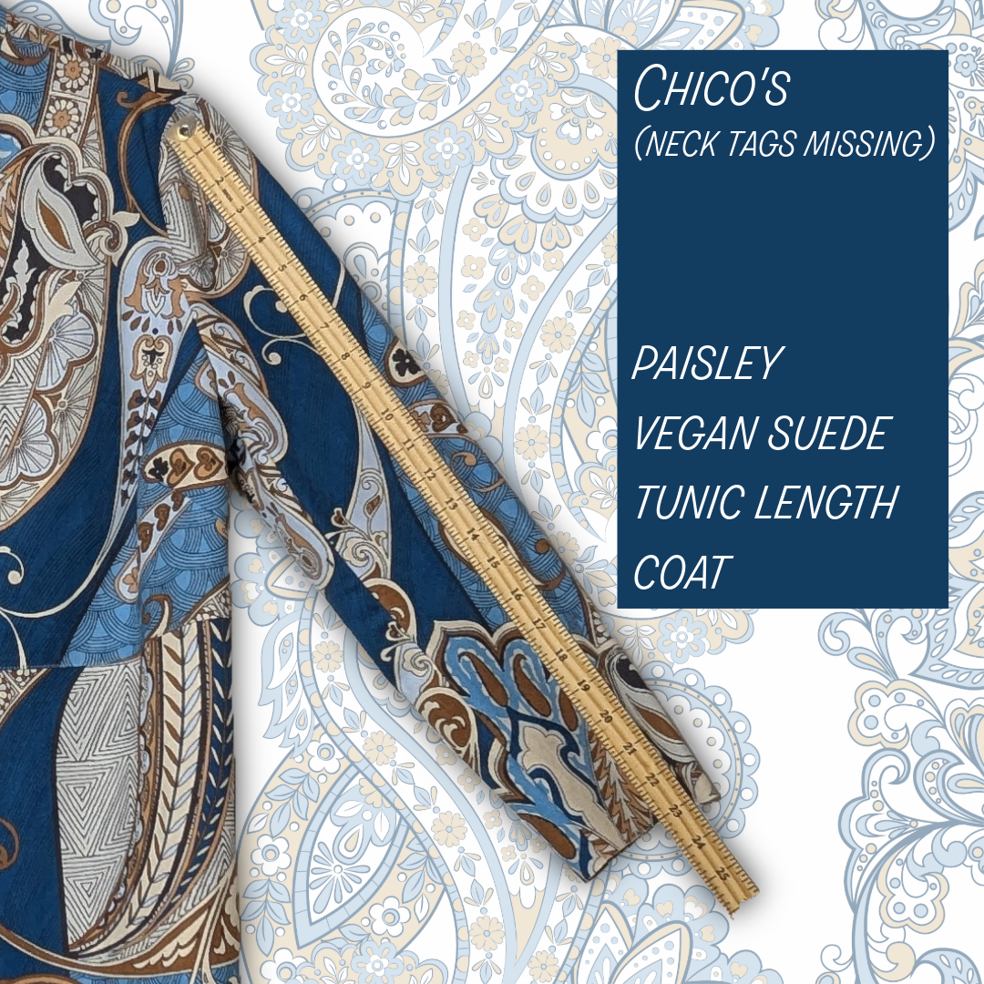 Chico's Paisley Faux Suede Topper Duster Jacket (Chico's size 1/US 8)