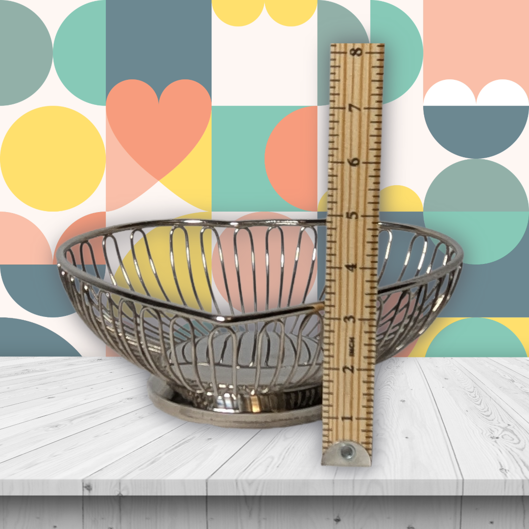 Vintage Regal Silver China Heart Shaped Wire Basket - Silver Plated Fruit Bowl