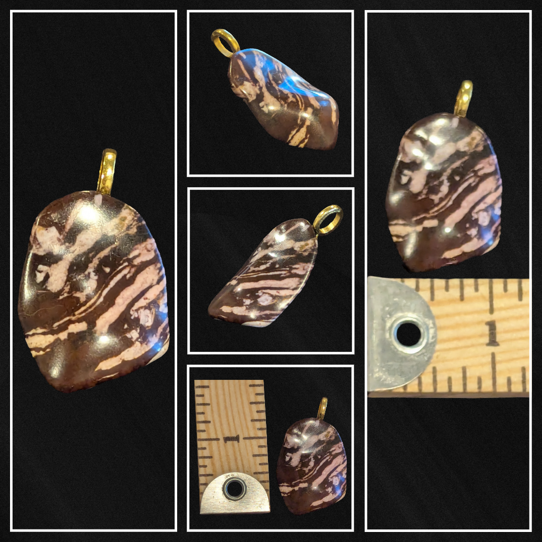 Pendant - Zebra Jasper - Gold Plate finding