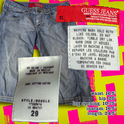 GUESS JEANS Capri Medium Blue Wash Denim US Women's 8/Jeans Size 29