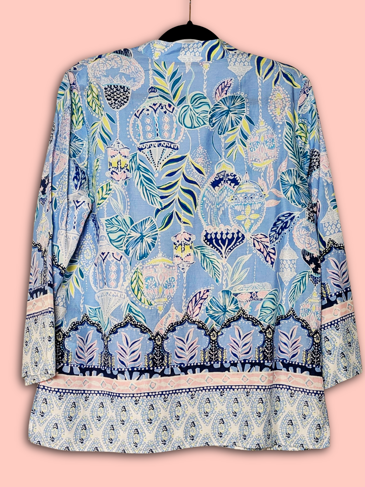 Lilly Pulitzer Marilina Tunic Top M Blue Peri Lapis Lanterns pattern