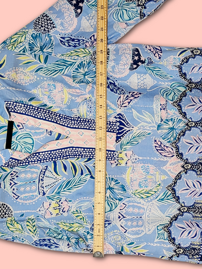 Lilly Pulitzer Marilina Tunic Top M Blue Peri Lapis Lanterns pattern