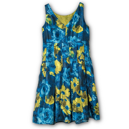 Jessica Howard size 8P Fit & Flare Blue/Green Shimmery Sleeveless Cocktail Dress