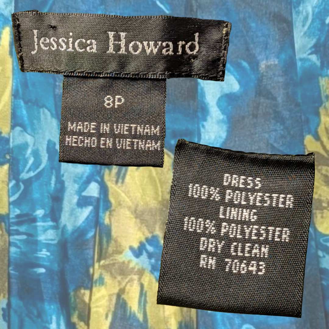 Jessica Howard size 8P Fit & Flare Blue/Green Shimmery Sleeveless Cocktail Dress