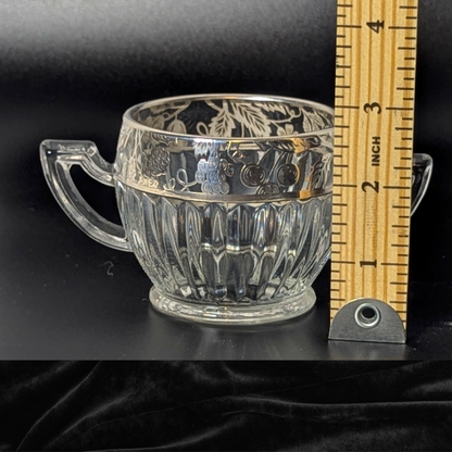 Vintage Art Deco Sterling Silver Overlay Grapevine Sugar and Creamer Set