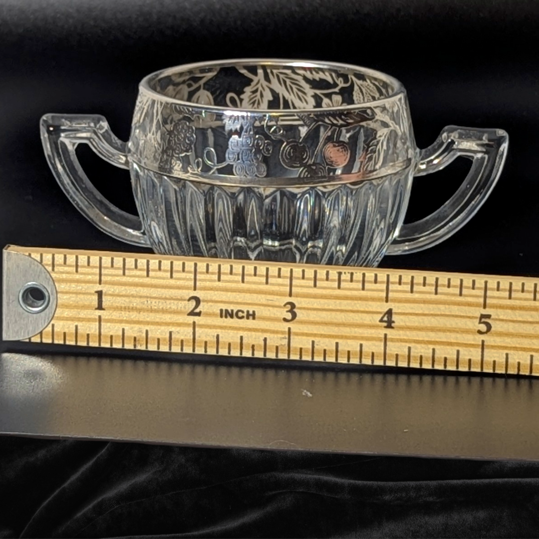 Vintage Art Deco Sterling Silver Overlay Grapevine Sugar and Creamer Set
