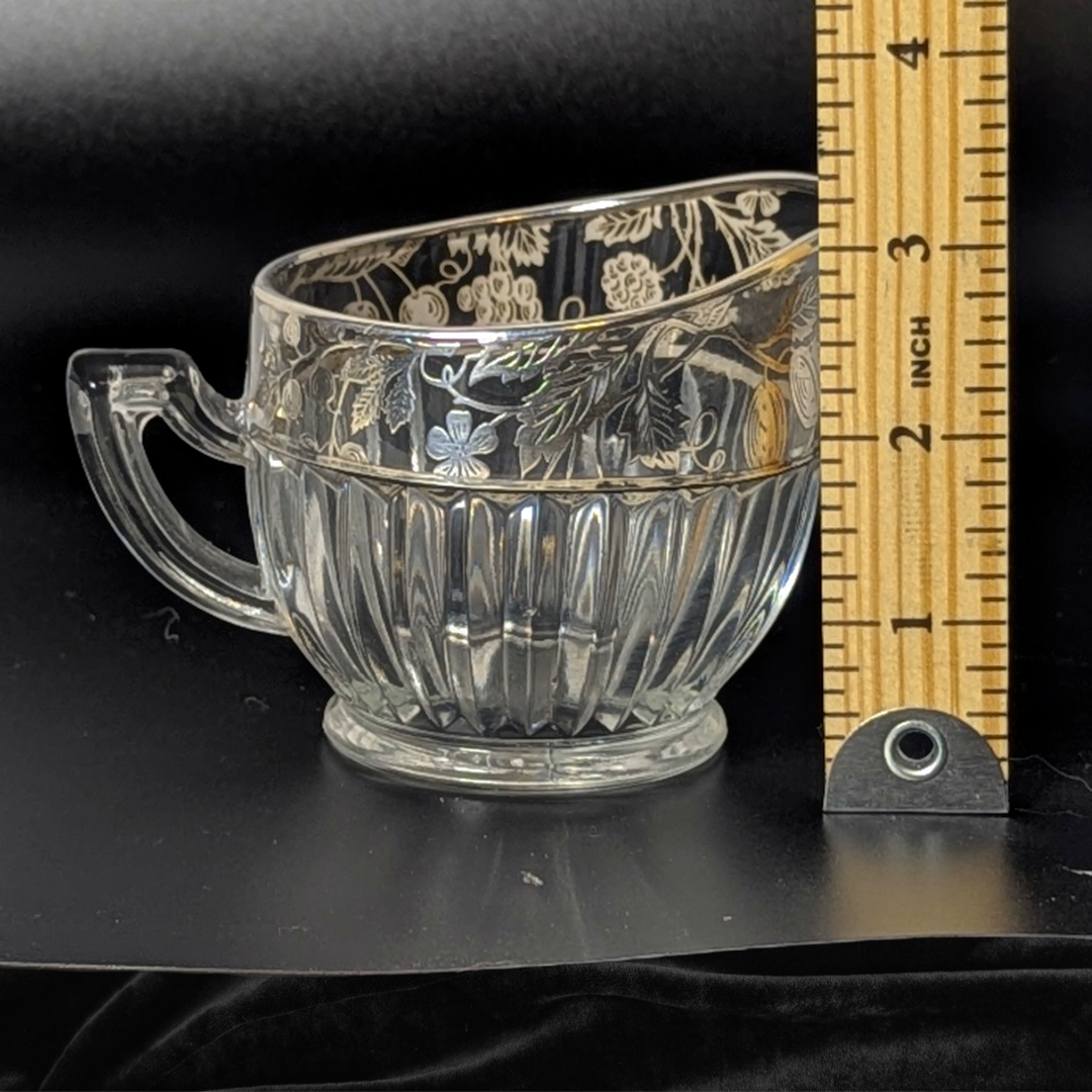 Vintage Art Deco Sterling Silver Overlay Grapevine Sugar and Creamer Set