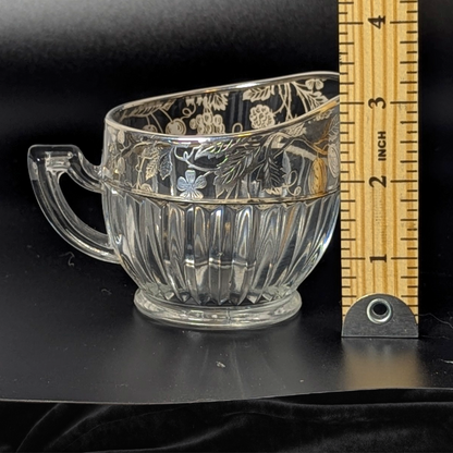 Vintage Art Deco Sterling Silver Overlay Grapevine Sugar and Creamer Set