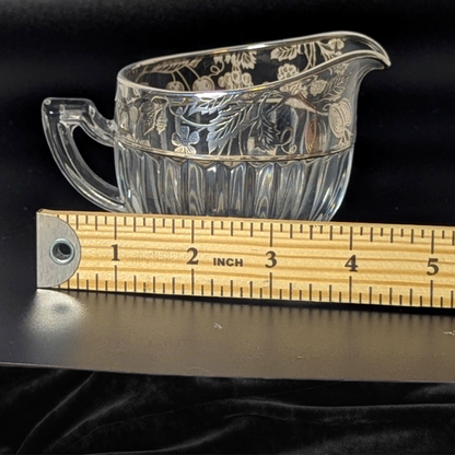 Vintage Art Deco Sterling Silver Overlay Grapevine Sugar and Creamer Set