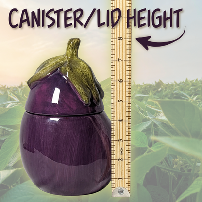 Home Interiors Ceramic Eggplant Canister (with Built-In Lid)