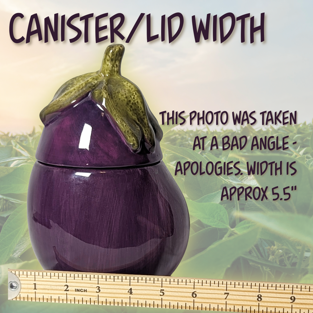 Home Interiors Ceramic Eggplant Canister (with Built-In Lid)