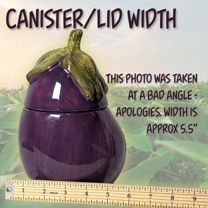 Home Interiors Ceramic Eggplant Canister (with Built-In Lid)