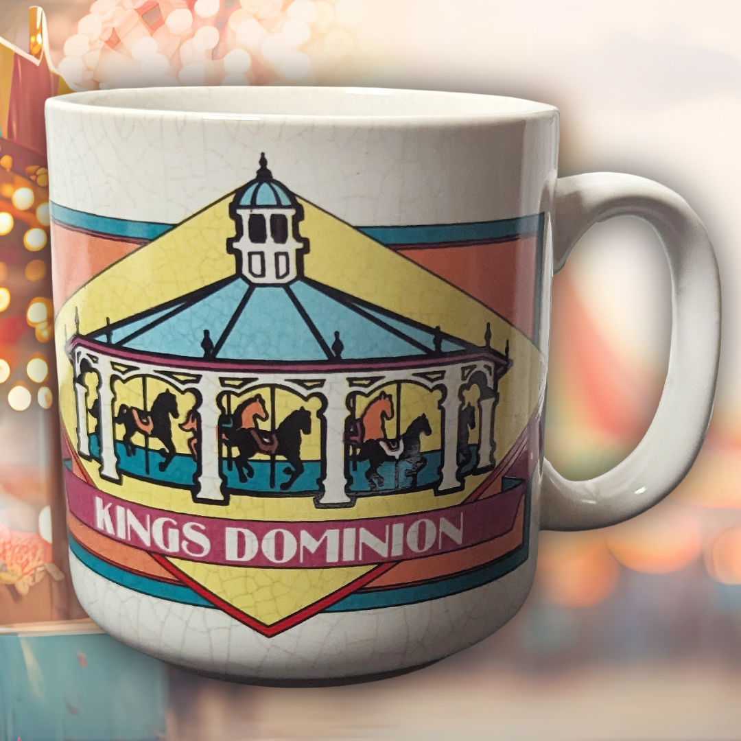 Vintage 80s Kings Dominion Theme Park Carousel Souvenir Mug