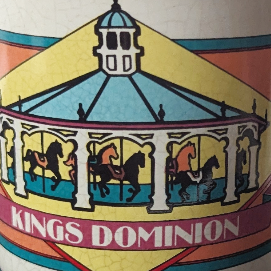 Vintage 80s Kings Dominion Theme Park Carousel Souvenir Mug