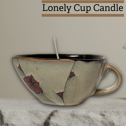 Lonely Cup Candle: Singleton Earthy Floral Measuring Cup, Upcycled with Coconut Scented Candle