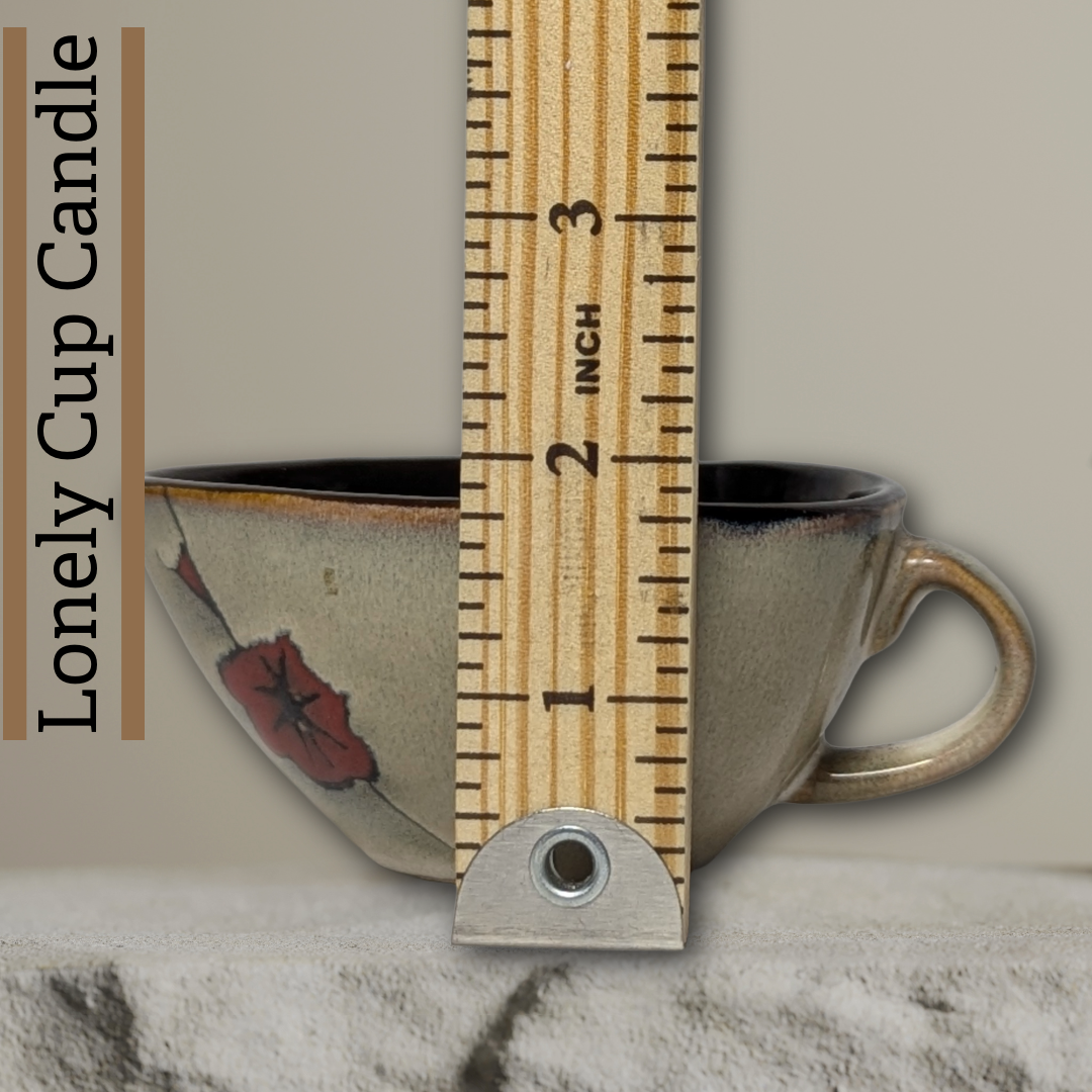 Lonely Cup Candle: Singleton Earthy Floral Measuring Cup, Upcycled with Coconut Scented Candle