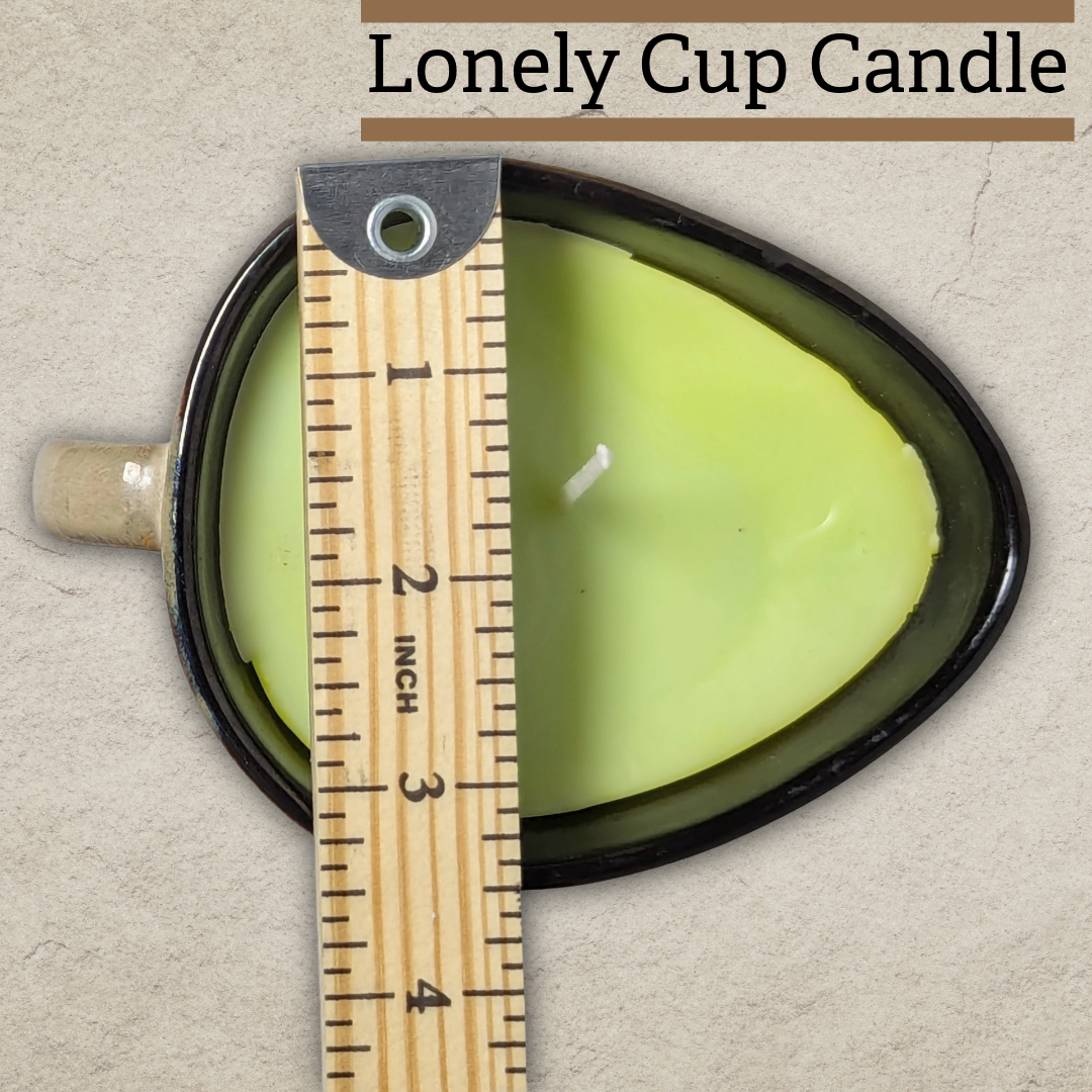 Lonely Cup Candle: Singleton Earthy Floral Measuring Cup, Upcycled with Coconut Scented Candle