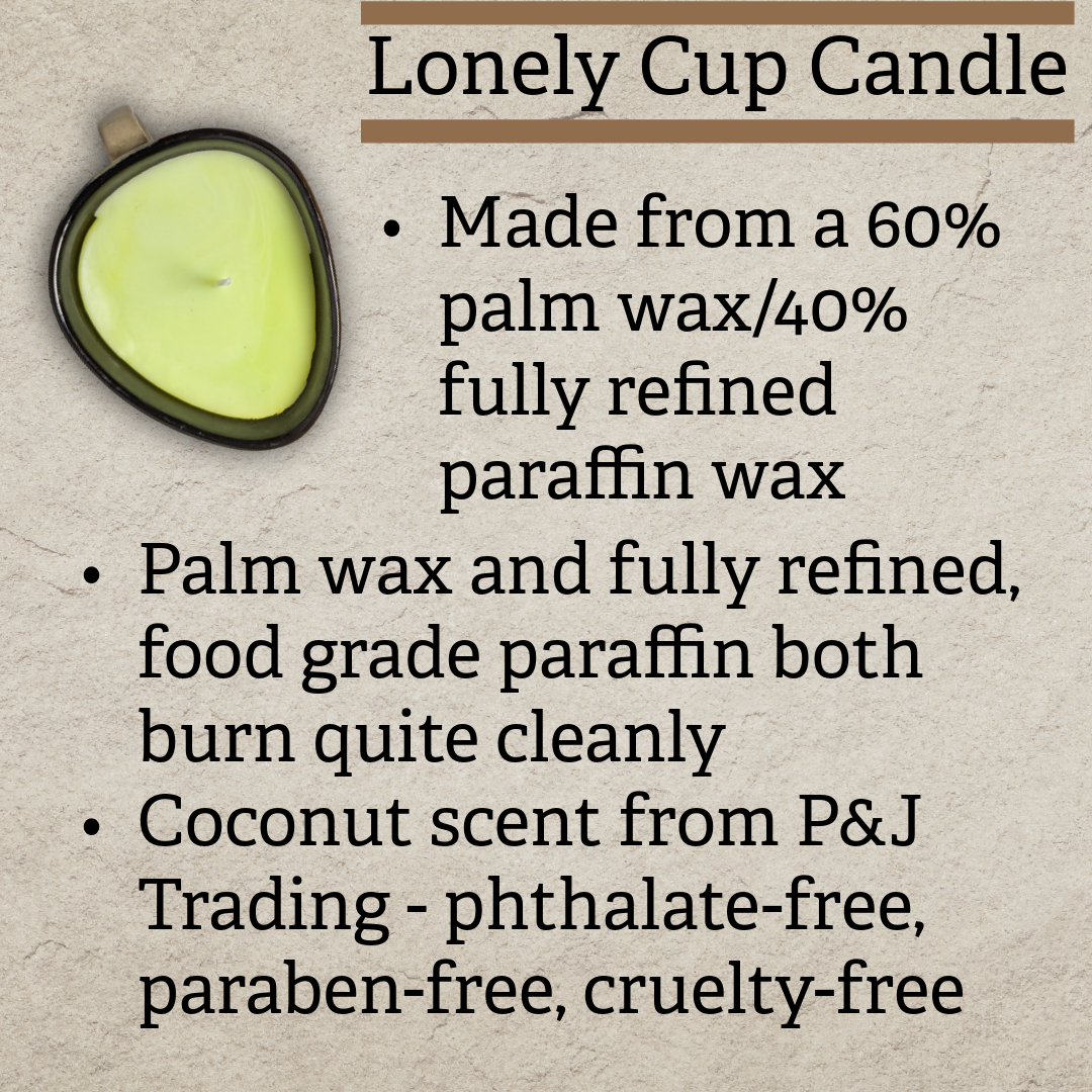 Lonely Cup Candle: Singleton Earthy Floral Measuring Cup, Upcycled with Coconut Scented Candle