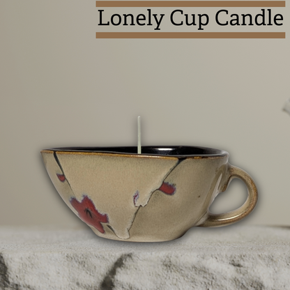 Lonely Cup Candle: Singleton Earthy Floral Measuring Cup, Upcycled with Coconut Scented Candle