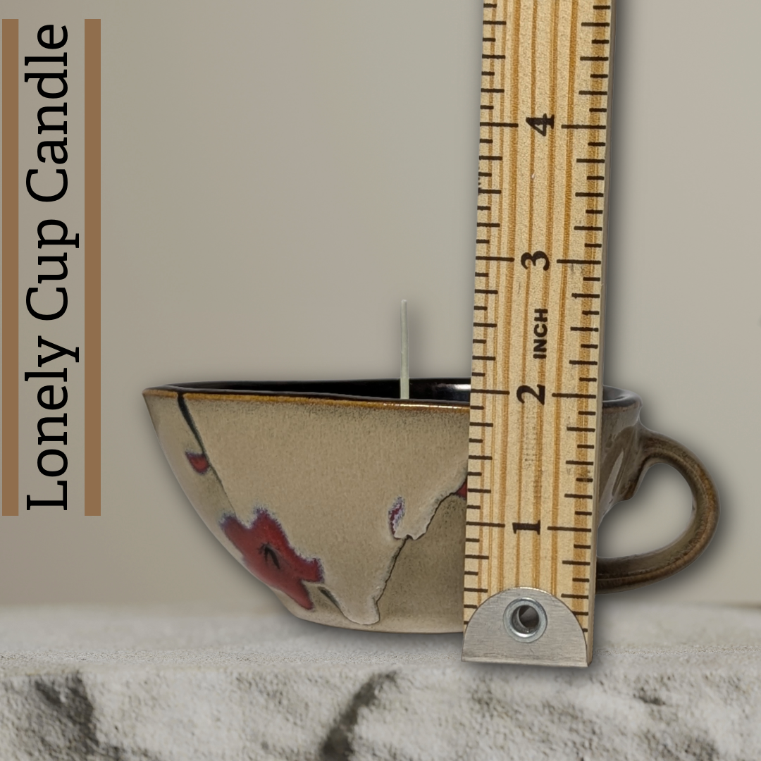 Lonely Cup Candle: Singleton Earthy Floral Measuring Cup, Upcycled with Coconut Scented Candle