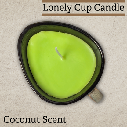 Lonely Cup Candle: Singleton Earthy Floral Measuring Cup, Upcycled with Coconut Scented Candle