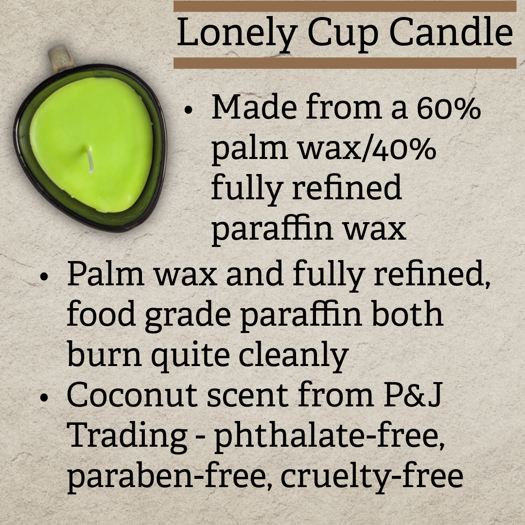 Lonely Cup Candle: Singleton Earthy Floral Measuring Cup, Upcycled with Coconut Scented Candle