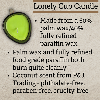 Lonely Cup Candle: Singleton Earthy Floral Measuring Cup, Upcycled with Coconut Scented Candle