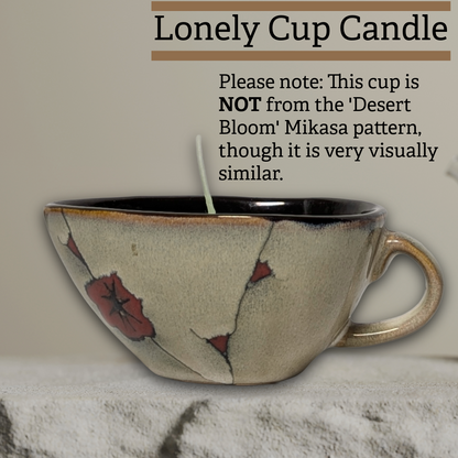 Lonely Cup Candle: Singleton Earthy Floral Measuring Cup, Upcycled with Coconut Scented Candle