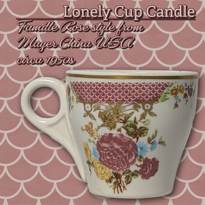 Lonely Cup Candle: Vintage 1950s Mayer China, 'Famille Rose'-style demitasse cup with Handpoured Chamomile Candle