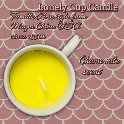 Lonely Cup Candle: Vintage 1950s Mayer China, 'Famille Rose'-style demitasse cup with Handpoured Chamomile Candle