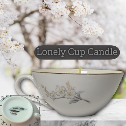 Lonely Cup Candle: Vintage Symco China Cerise Singleton Cup with Handpoured Chamomile Candle