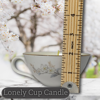 Lonely Cup Candle: Vintage Symco China Cerise Singleton Cup with Handpoured Chamomile Candle