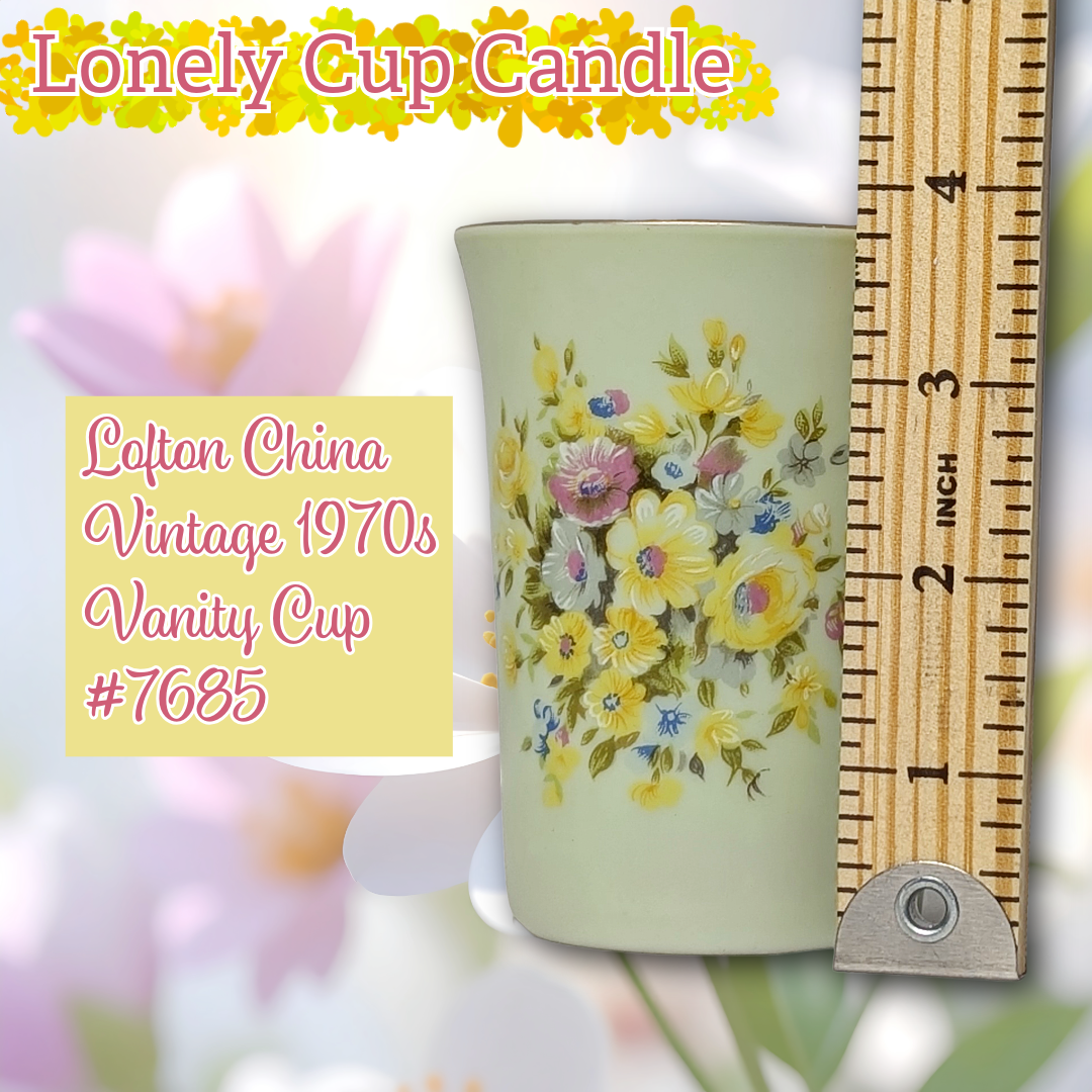 Chamomile Lonely Cup Candle: Vintage 1970s Lefton Vanity Cup with Handpoured Candle