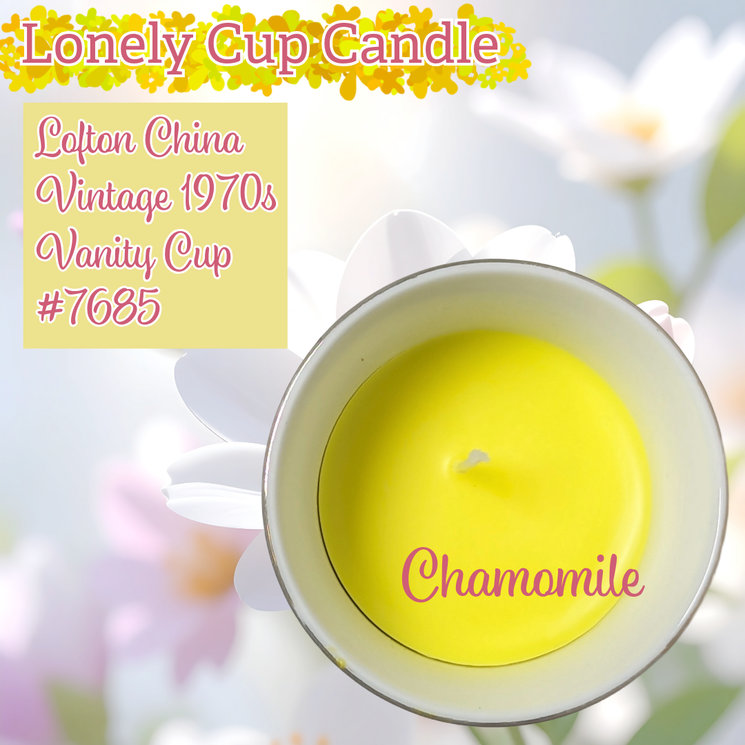 Chamomile Lonely Cup Candle: Vintage 1970s Lefton Vanity Cup with Handpoured Candle
