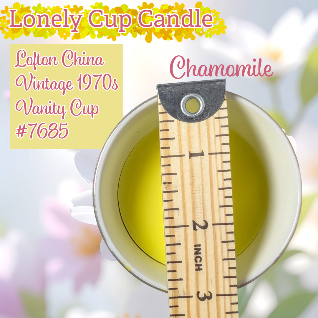 Chamomile Lonely Cup Candle: Vintage 1970s Lefton Vanity Cup with Handpoured Candle