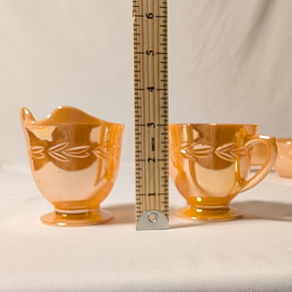 Vintage Fire King Peach Lustre Laurel Dishware Grouping of 10 Pieces