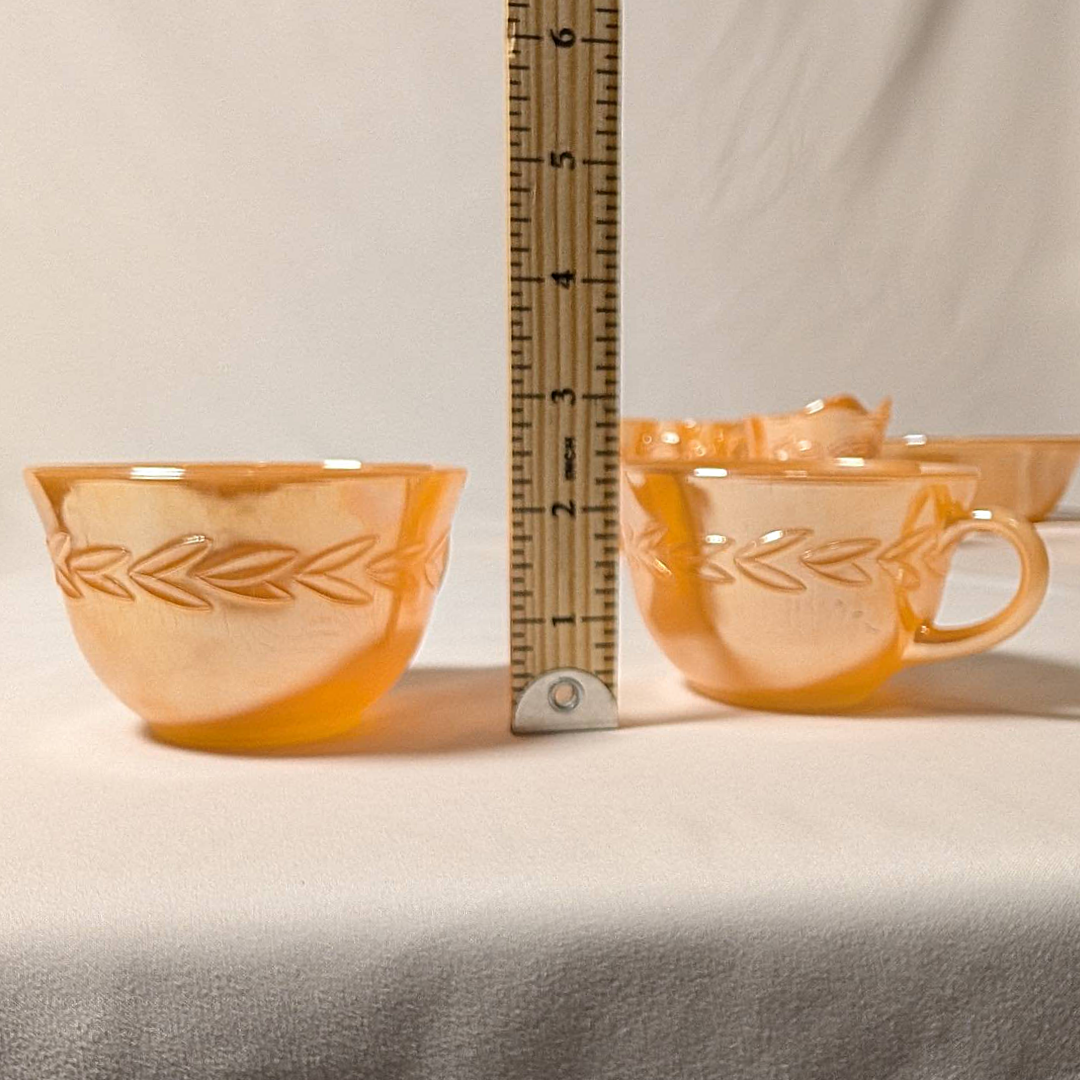 Vintage Fire King Peach Lustre Laurel Dishware Grouping of 10 Pieces