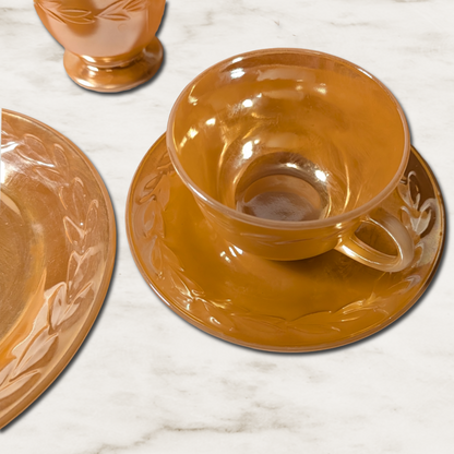 Vintage Fire King Peach Lustre Laurel Dishware Grouping of 10 Pieces