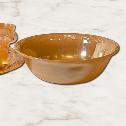 Vintage Fire King Peach Lustre Laurel Dishware Grouping of 10 Pieces