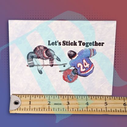 Hockey "Let's Stick Together" Valentine's Day Card, 5.5"x4.25", with Mailing Envelope