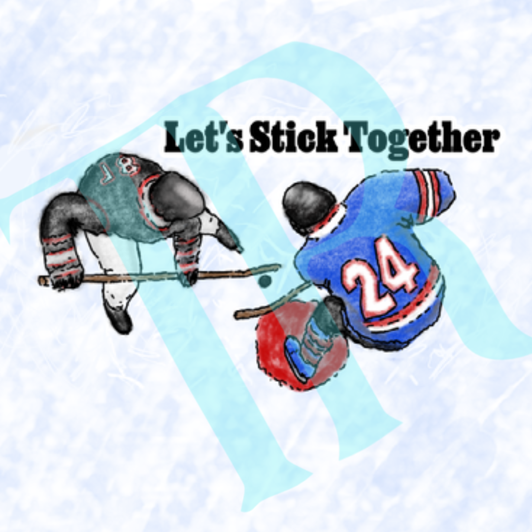 Hockey "Let's Stick Together" Valentine's Day Card, 5.5"x4.25", with Mailing Envelope