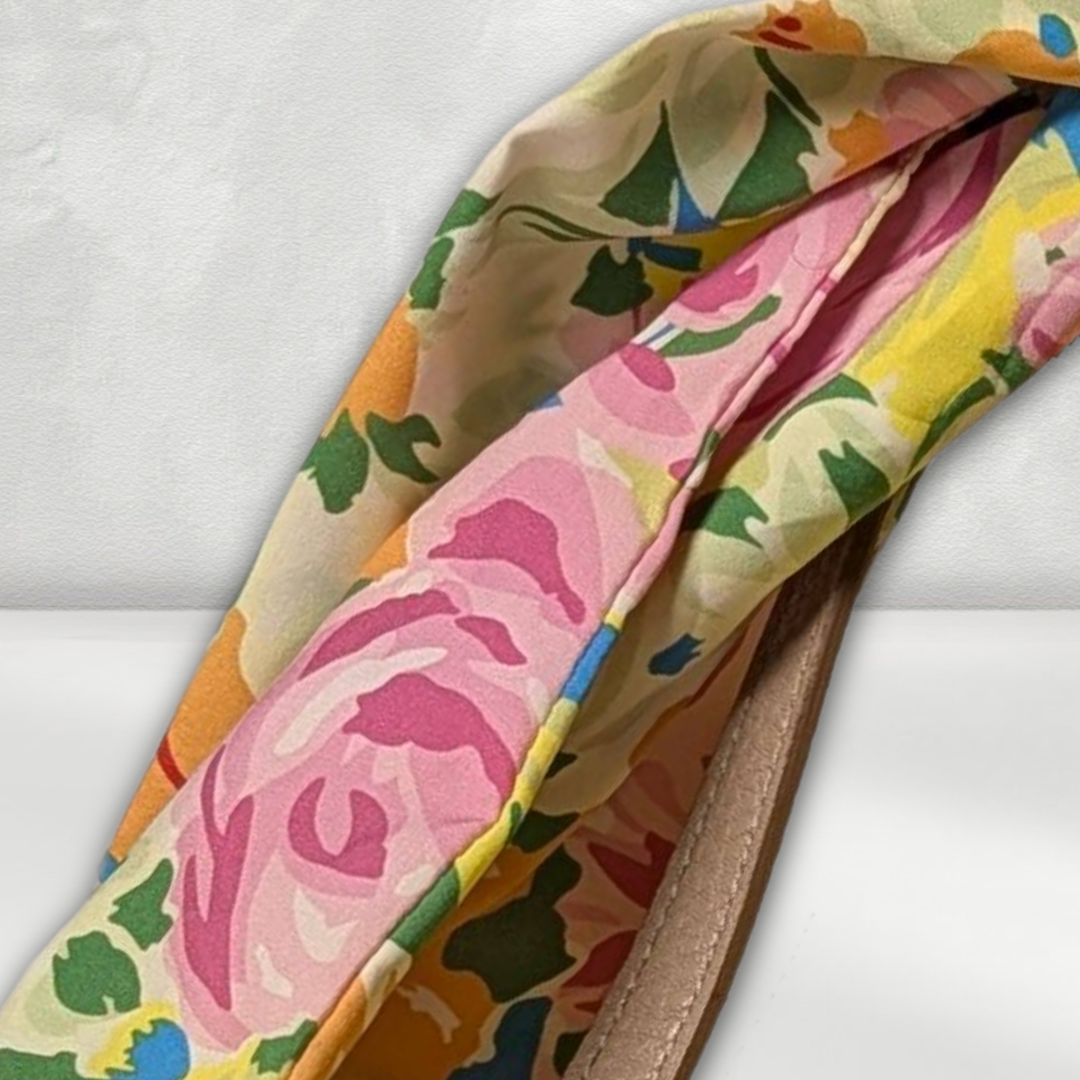 ANNE KLEIN Yellow & White Colorblock Bucket Crossbody Bag w/ Floral Scarf