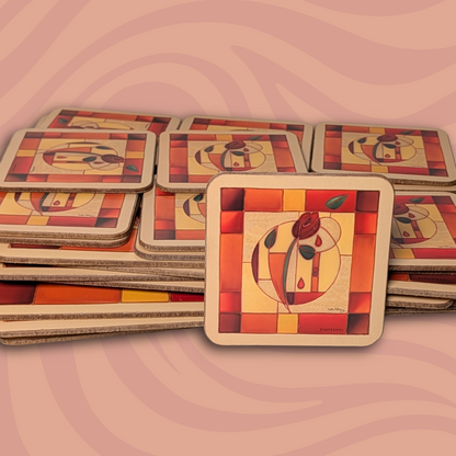 Vintage Pimpernel Placemats (9) and Coasters (14) in "Copper Rose" Pattern