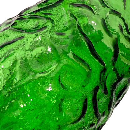Vintage Hoosier Glass Emerald Green Textured Glass Vase, 9.5" Tall