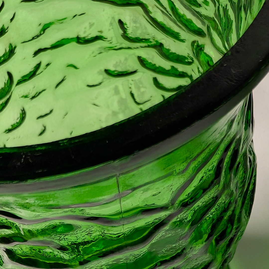 Vintage Hoosier Glass Emerald Green Textured Glass Vase, 9.5" Tall
