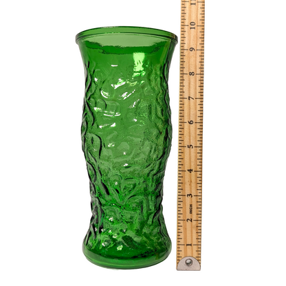 Vintage Hoosier Glass Emerald Green Textured Glass Vase, 9.5" Tall