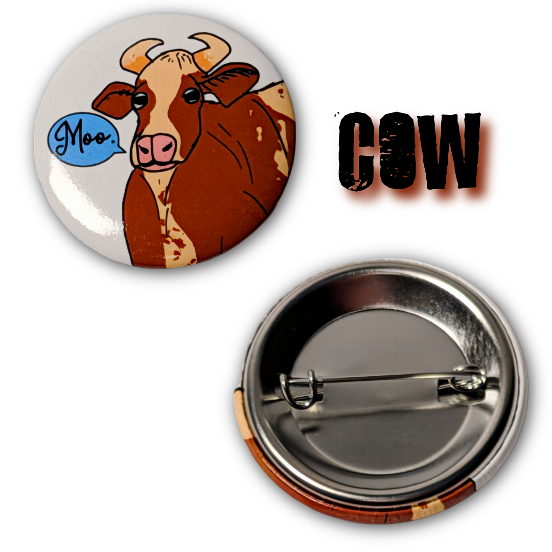 Sassy Animal Button (Cow, Crow, Ankylosaurus, Deer, Red Panda)