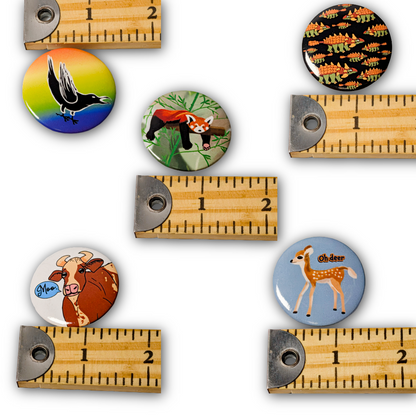Sassy Animal Button (Cow, Crow, Ankylosaurus, Deer, Red Panda)